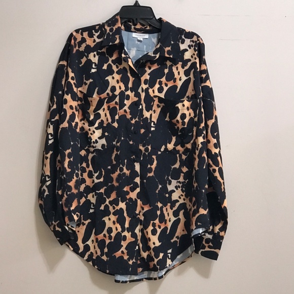 Topshop animal print shirt in multi size 8 - Picture 5 of 8